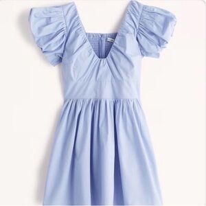 Abercrombie & Fitch Blue Puff Sleeve Dress Medium Tall